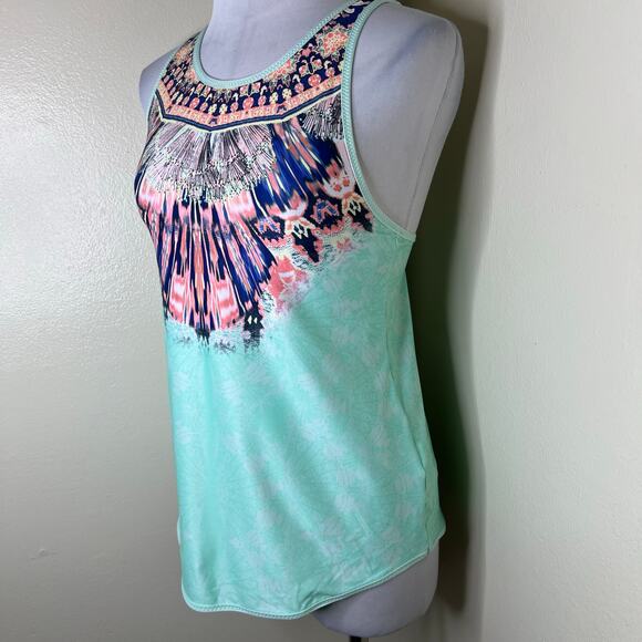 Calia by Carrie Underwood Tank Top SMALL Mint Havana Boho Strappy Athletic NEW - Picture 5 of 10
